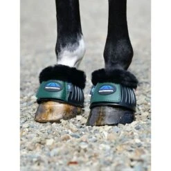 Weatherbeeta Tough-Tec Prime Fleece Trim Rubber Bell Boots - Black/Forest -Tack Of The Day Store 1000901 800 800