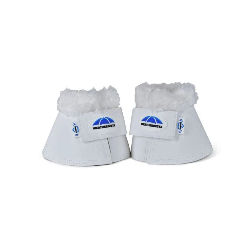 Weatherbeeta Tough-Tec Fleece Trim Bell Boots - White 1 Weatherbeeta Tough-Tec Fleece Trim Bell Boots - White