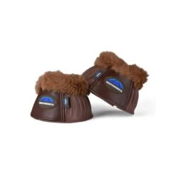 Weatherbeeta Tough-Tec Prime Fleece Trim Rubber Bell Boots - Brown/Brown