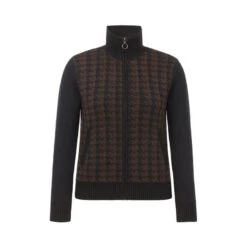 Kerrits Women's Houndstooth Full Zip Sweater - Black/Carob
