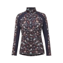 Kerrits Women's First Level Quarter Zip Fleece Tech Top - Galaxy Blue Fairy Tails