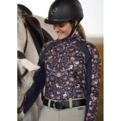 Kerrits Women's First Level Quarter Zip Fleece Tech Top - Galaxy Blue Fairy Tails -Tack Of The Day Store 1005996 800 800