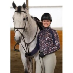 Kerrits Women's First Level Quarter Zip Fleece Tech Top - Galaxy Blue Fairy Tails -Tack Of The Day Store 1005997 800 800