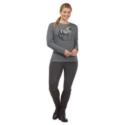 Kerrits Women's Mosaic Horse Long Sleeve Tee - Sagestone -Tack Of The Day Store 1013931 800 800