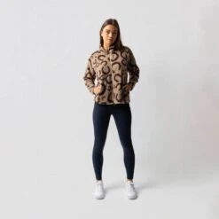 Horze Women's Ariana Teddy Fleece Jacket - Muddy Hoofprints -Tack Of The Day Store 1045726 800 800