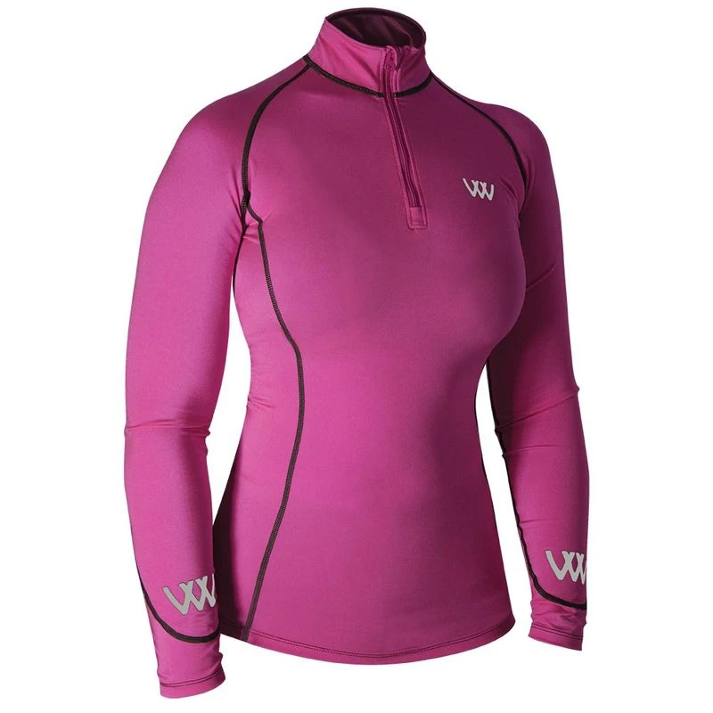 Woof Wear Women's Performance Quarter Zip Riding Shirt - Berry 1 Woof Wear Women's Performance Quarter Zip Riding Shirt - Berry