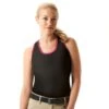 Cheata Women's Trotter Tank W/ Built In Sports Bra - Black/Hot Pink
