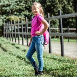 Horze Kids' Poppy Denim Silicone Full Seat Breeches - Lead Blue -Tack Of The Day Store 319347 800 800