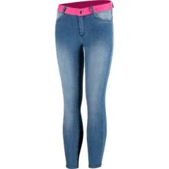 Horze Kids' Poppy Denim Silicone Full Seat Breeches - Lead Blue -Tack Of The Day Store 319351 800 800