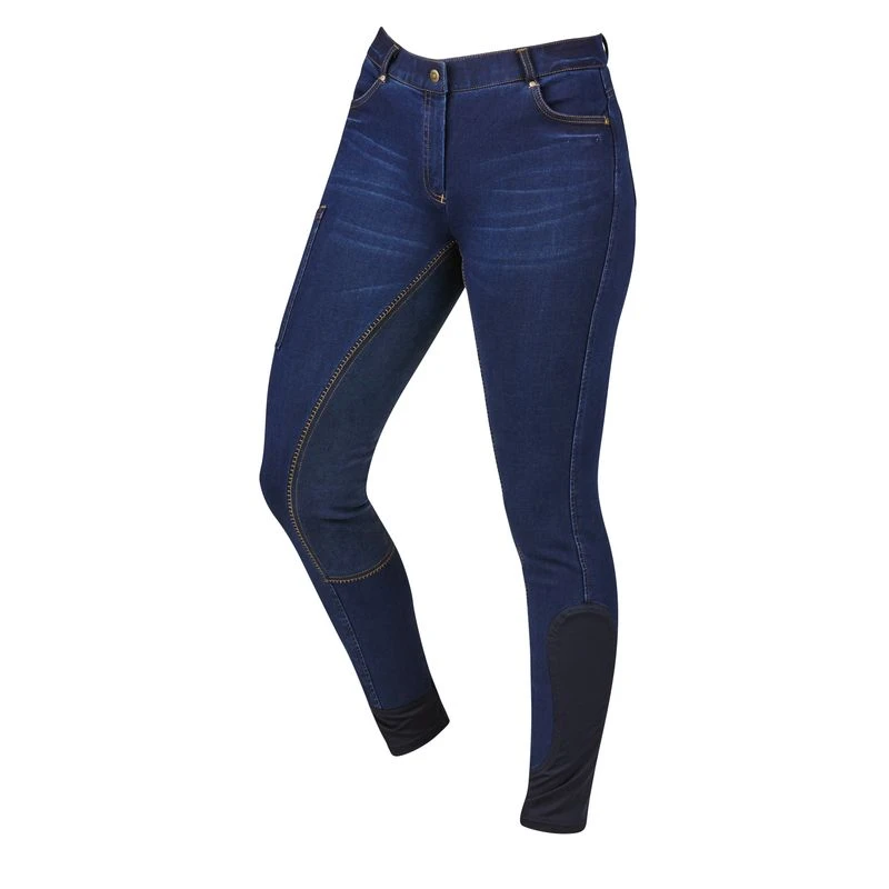 Dublin Women's Shona Full Suede Seat Denim Breeches - Blue Denim/Navy 2 Dublin Women's Shona Full Suede Seat Denim Breeches - Blue Denim/Navy - Image 2