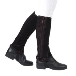 Dublin Kids' Easy-Care Contrast Stitch Half Chaps II - Black