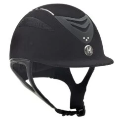 One K Defender Suede W/Swarovski Helmet - Black W/Clear Stones