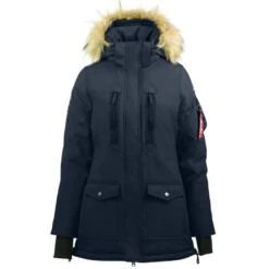 Horze Women's Brooke Long Parka Jacket - Dark Navy -Tack Of The Day Store 347825 800 800