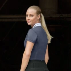 Horze Women's Blaire Short Sleeved Sun Show Shirt - Dark Navy 9 Horze Women's Blaire Short Sleeved Sun Show Shirt - Dark Navy -Tack Of The Day Store 376813 800 800