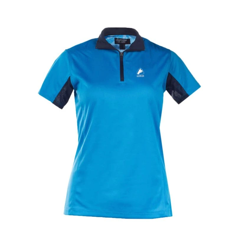 Horze Women's Trista Short Sleeve Sun Shirt - Paradise Blue/White 2 Horze Women's Trista Short Sleeve Sun Shirt - Paradise Blue/White - Image 2