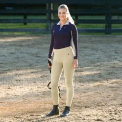 Horze Women's Juliet HyPer Flex Knee Patch Tights - Tan -Tack Of The Day Store 378601 800 800
