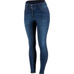 Horze Women's Kaia Highwaist Denim Silicone Full Seat Breech - Dark Blue 7 Horze Women's Kaia Highwaist Denim Silicone Full Seat Breech - Dark Blue -Tack Of The Day Store 381012 800 800