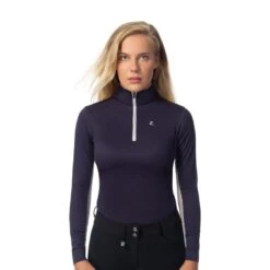 Horze Women's Trista Long Sleeve Technical Sun Shirt - Grape Juice Purple/Vintage Grey -Tack Of The Day Store 381425 800 800