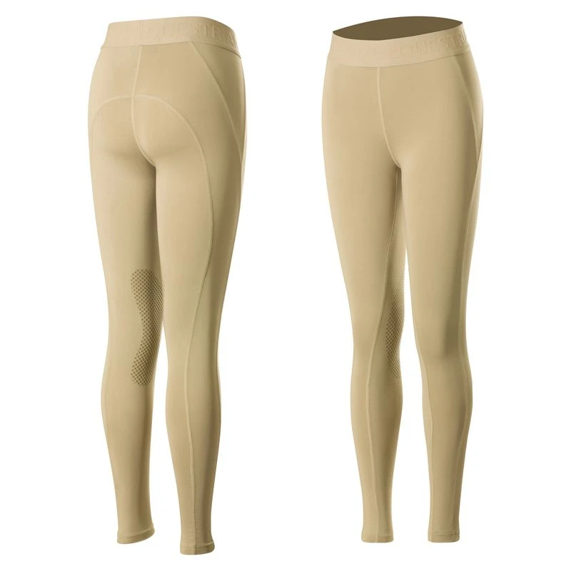 Horze Kids' Madison Knee Patch Tights - Tan 1 Horze Kids' Madison Knee Patch Tights - Tan
