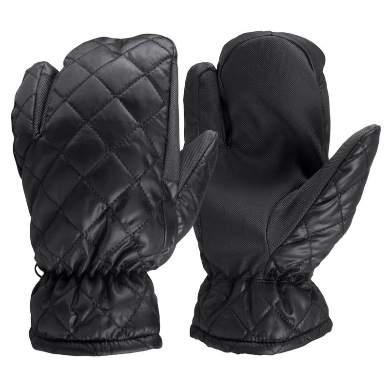 Horze Three Finger Quilted Mittens - Black 1 Horze Three Finger Quilted Mittens - Black