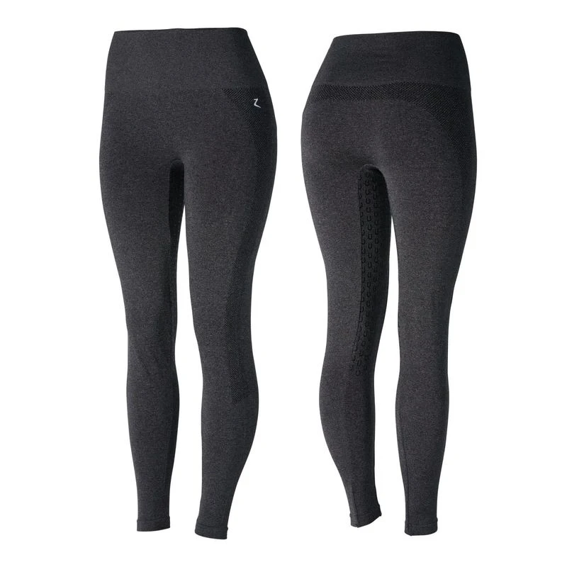 Horze Women's Naomi Seamless Silicone Full Seat Tights - Dark Grey/ Black 1 Horze Women's Naomi Seamless Silicone Full Seat Tights - Dark Grey/ Black