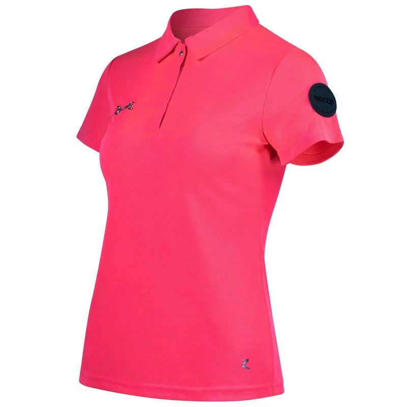 Horze Women's Denise Functional Polo Shirt - Pink 1 Horze Women's Denise Functional Polo Shirt - Pink