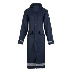 Horze Women's Hazel Long Raincoat - Dark Navy 5 Horze Women's Hazel Long Raincoat - Dark Navy -Tack Of The Day Store 428288 800 800