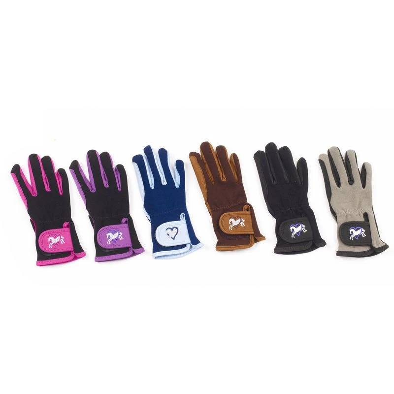 Ovation Kids' Hearts & Horses Gloves - Black 2 Ovation Kids' Hearts & Horses Gloves - Black - Image 2
