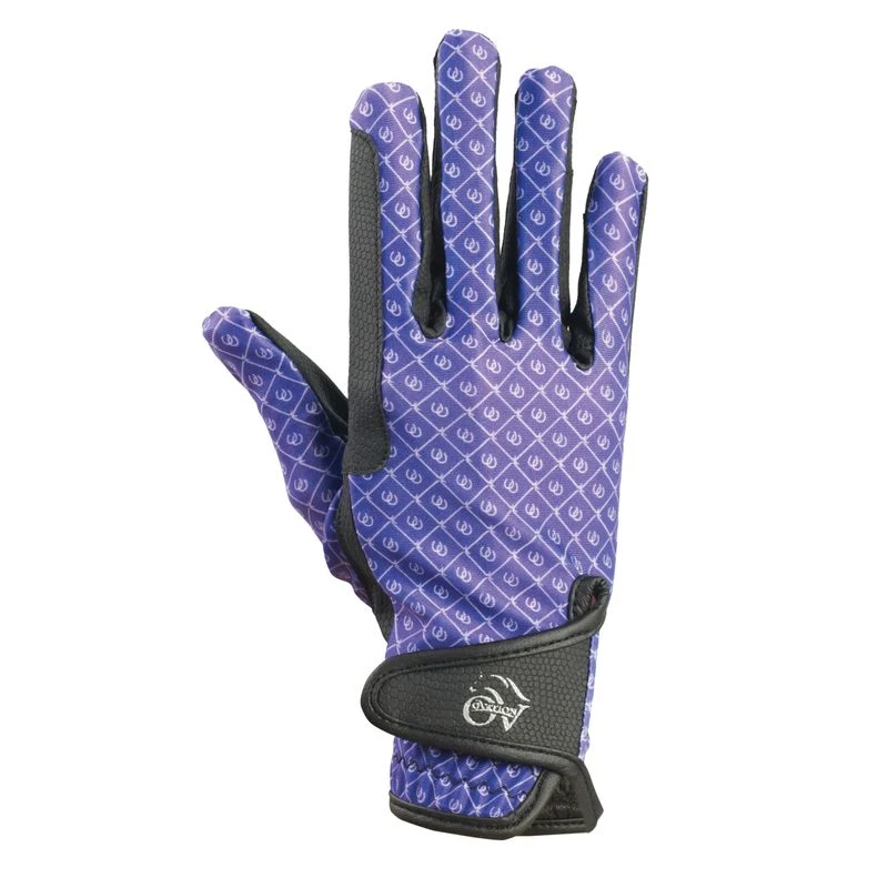 Ovation Cool Rider Gloves - Grape Horseshoes 1 Ovation Cool Rider Gloves - Grape Horseshoes