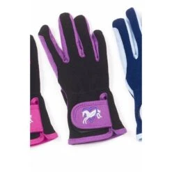 Ovation Kids' Hearts & Horses Gloves - Purple/Black