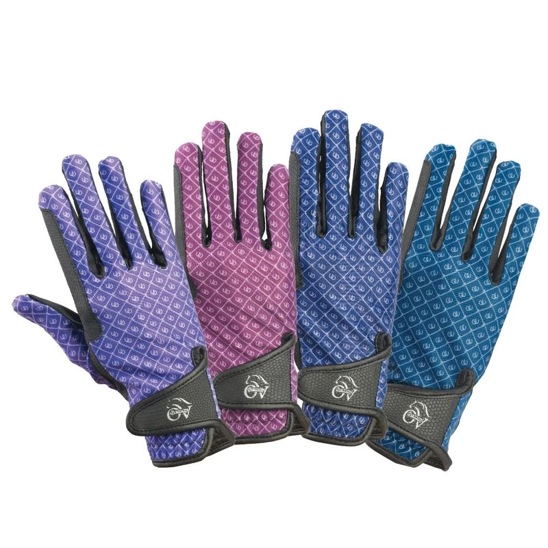 Ovation Cool Rider Gloves - Plum Horseshoes 1 Ovation Cool Rider Gloves - Plum Horseshoes