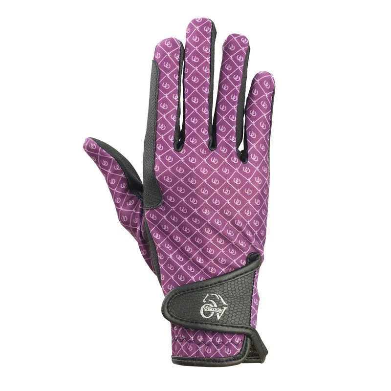 Ovation Cool Rider Gloves - Plum Horseshoes 2 Ovation Cool Rider Gloves - Plum Horseshoes - Image 2