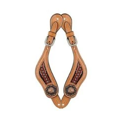 Western Rawhide Red Beads Spur Straps - Golden Tan