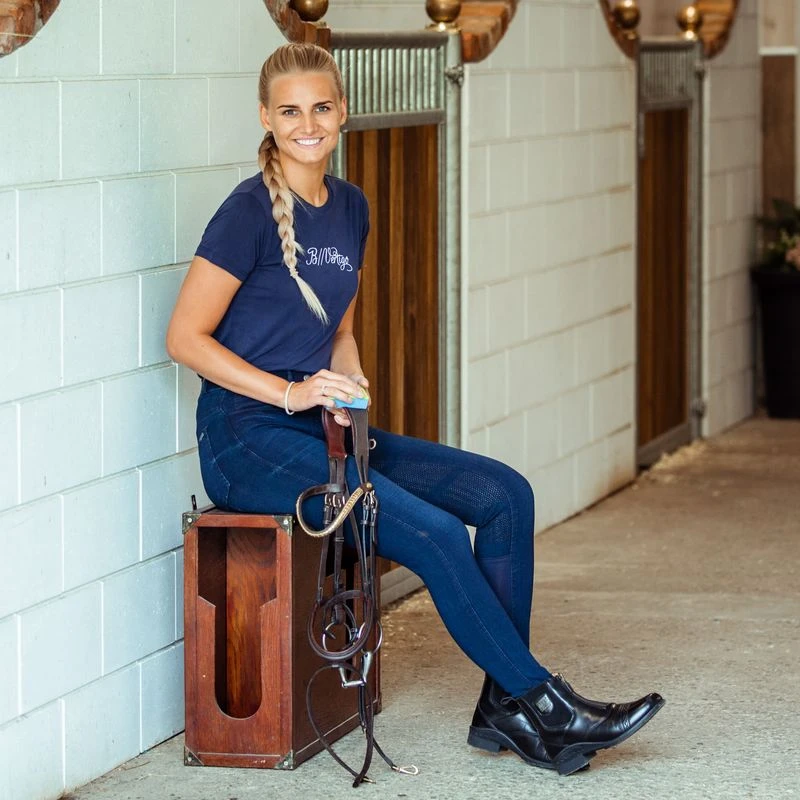 Horze Women's Elle Denim Breeches Silicon Full Seat - Dark Blue 3 Horze Women's Elle Denim Breeches Silicon Full Seat - Dark Blue - Image 3