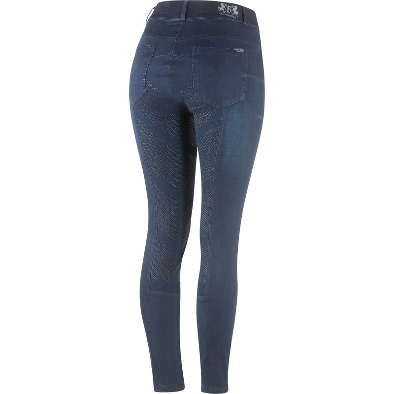Horze Women's Elle Denim Breeches Silicon Full Seat - Dark Blue 5 Horze Women's Elle Denim Breeches Silicon Full Seat - Dark Blue - Image 5