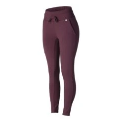 Horze Women's Elinor Cotton Stretch Riding Tights - Eggplant Dark Purple 11 Horze Women's Elinor Cotton Stretch Riding Tights - Eggplant Dark Purple -Tack Of The Day Store 452568 800 800