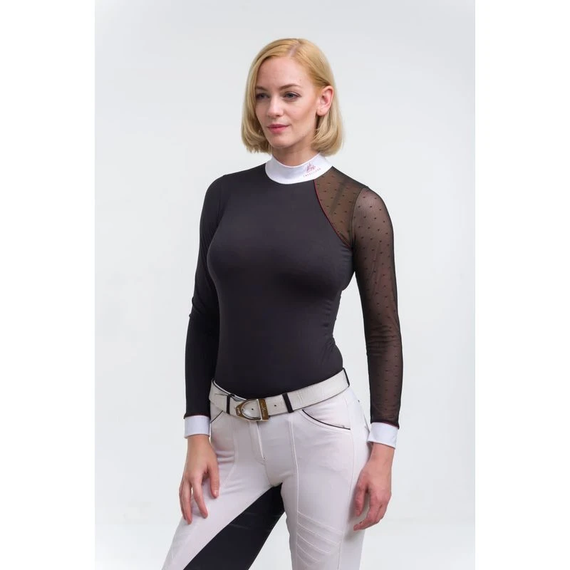 Cavalliera Women's Modern Dame Long Sleeve Show Shirt - Black/Black/Bordeaux 1 Cavalliera Women's Modern Dame Long Sleeve Show Shirt - Black/Black/Bordeaux