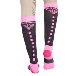 TuffRider Women's Ventilated Knee High Socks - Charcoal/Neon Pink -Tack Of The Day Store 462973 800 800