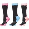 TuffRider Women's Neon Winter Thermal Knee High Socks 3 Pack - Charcoal/Neon Pink, Char/Neon Blue,Charcoal/Neon Peach