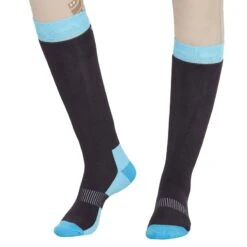 TuffRider Women's Neon Winter Thermal Knee High Socks 3 Pack - Charcoal/Neon Pink, Char/Neon Blue,Charcoal/Neon Peach -Tack Of The Day Store 463025 800 800