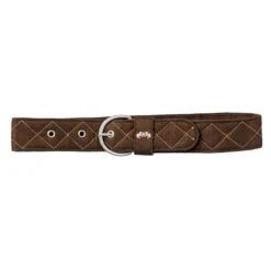 Equine Couture Women's Diamond Quilted Suede Belt W/Diagonal Line - Chocolate/Lt Tan