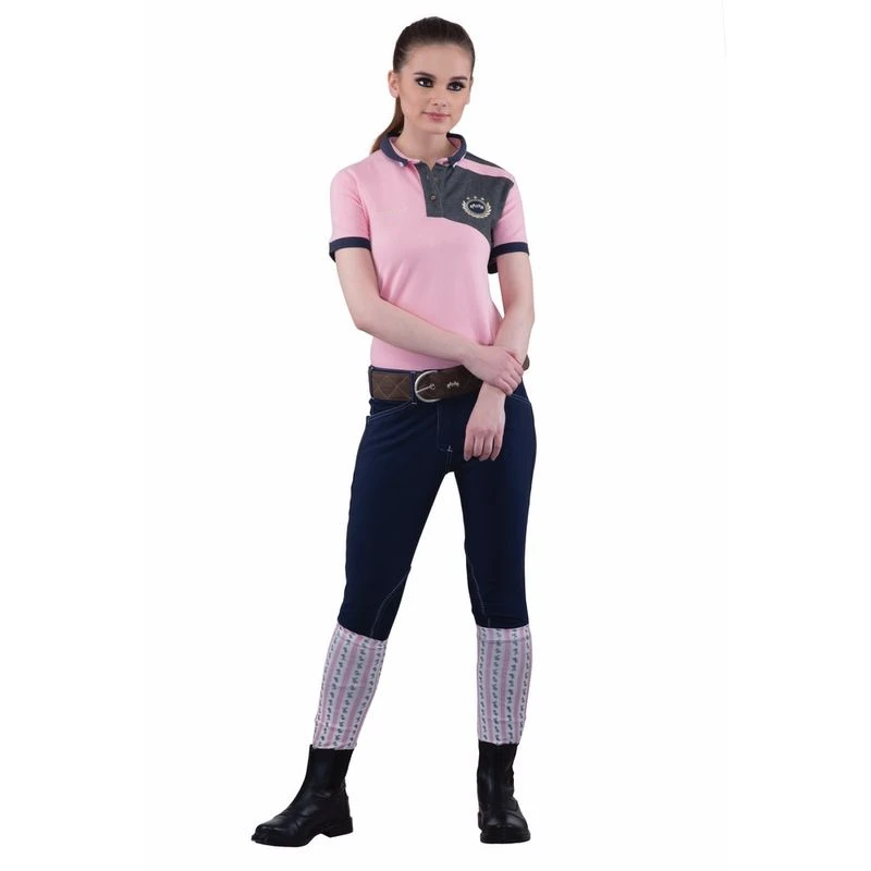 Equine Couture Women's Sportif Natasha Knee Patch Breeches - Navy/White Stitching 3 Equine Couture Women's Sportif Natasha Knee Patch Breeches - Navy/White Stitching - Image 3