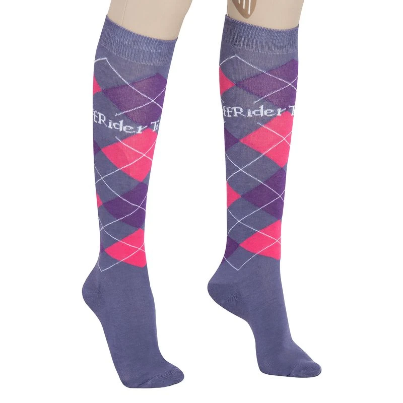 TuffRider Argyle Knee High Socks - Lilac/Purple/Pink 3 TuffRider Argyle Knee High Socks - Lilac/Purple/Pink - Image 3
