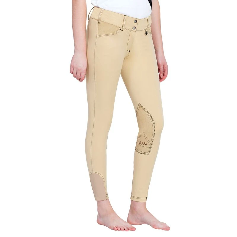 Equine Couture Women's Sportif Natasha Knee Patch Breeches - Lt Tan/Black Stitching 3 Equine Couture Women's Sportif Natasha Knee Patch Breeches - Lt Tan/Black Stitching - Image 3