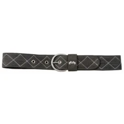 Equine Couture Women's Diamond Quilted Suede Belt W/Diagonal Line - Charcoal/White