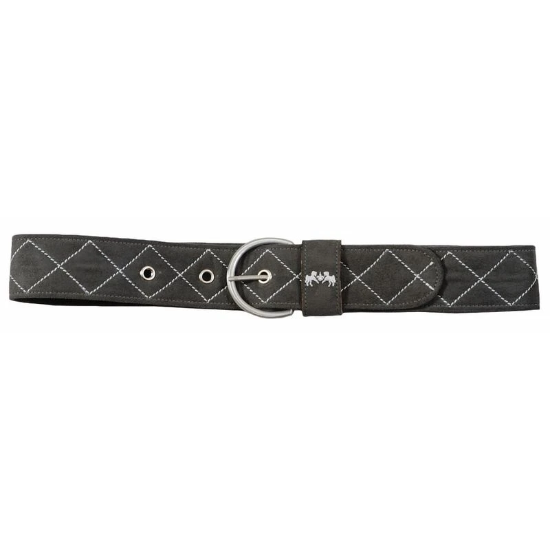 Equine Couture Women's Diamond Quilted Suede Belt W/Diagonal Line - Charcoal/White 1 Equine Couture Women's Diamond Quilted Suede Belt W/Diagonal Line - Charcoal/White