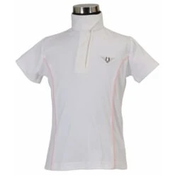 TuffRider Kids' Kirby Kwik Dry Short Sleeve Show Shirt - White/Petal Pink