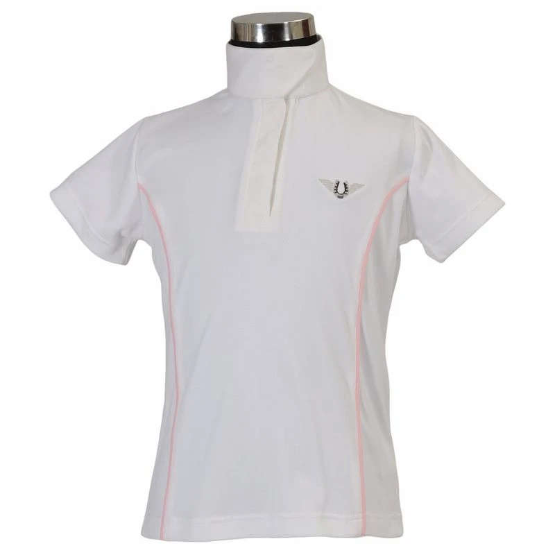 TuffRider Kids' Kirby Kwik Dry Short Sleeve Show Shirt - White/Petal Pink 1 TuffRider Kids' Kirby Kwik Dry Short Sleeve Show Shirt - White/Petal Pink