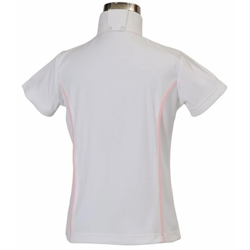 TuffRider Kids' Kirby Kwik Dry Short Sleeve Show Shirt - White/Petal Pink 2 TuffRider Kids' Kirby Kwik Dry Short Sleeve Show Shirt - White/Petal Pink - Image 2