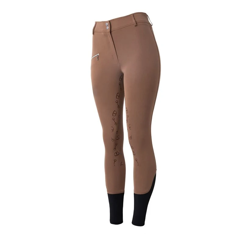 Horze Women's High Waist Bit Print Silicone Full Seat Breeches - Brown 6 Horze Women's High Waist Bit Print Silicone Full Seat Breeches - Brown - Image 6